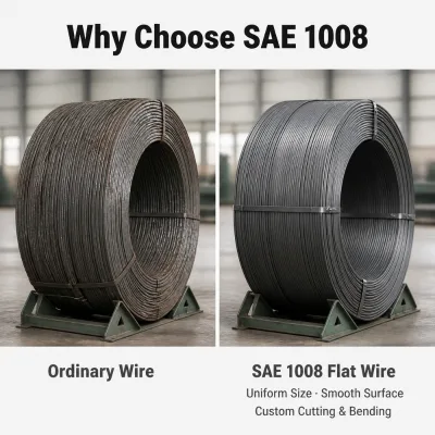 SAE 1008 Carbon Steel Flat Wire 5.5mm 6.5mm Hot Rolled Q195 Baling Wire Custom Cutting Bending Service