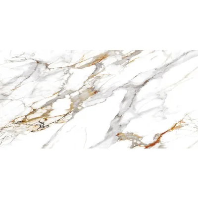 Modern Calacatta Style 3D Printed Design Artificial Stone Quartz Slab Polished Quartz Stone Slab for Interior Decorations