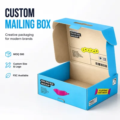Portable Corrugated Custom Mailer Box with Die Cut Handle Full Color Printing and Wholesale Supply for Ecommerce Shipping