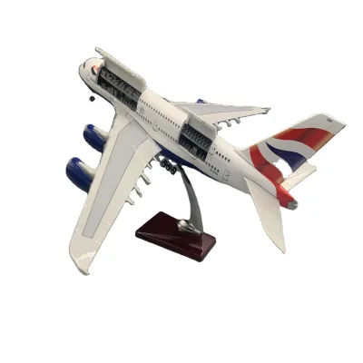 Visible Interior 46cm Airbus 380 British Airways Airplane Model A380 With Landing Gear 1/160 Scale Business Gift Home Decoration