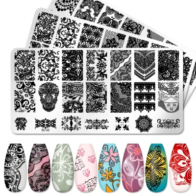 Rectangle Nail Stamping Plate Metal Template for Nail Art Transferor DIY Nail Art Create Intricate Designs with Polish