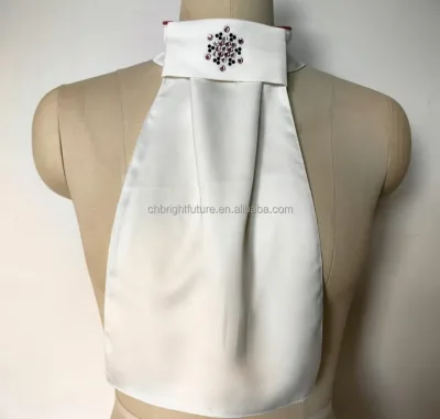 OEM White Color Fabric Horse Riding Shirts Ready Tied Stocktie Dressage Equestrian Stock Tie for Competition