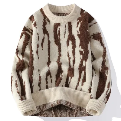 Thick Knit Crew Neck Sweater Long Sleeve Thermal Casual Fall Winter Men's Sweater