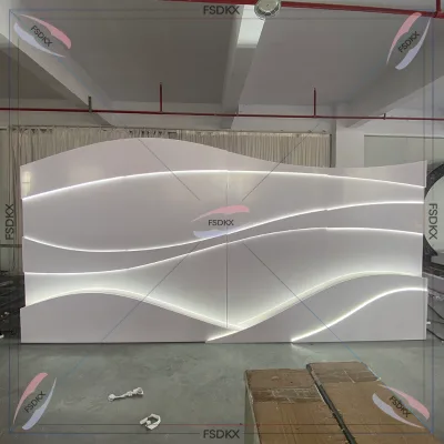 Hot Selling White PVC Creative Backdrop Large Photo Curved Backdrop for Events With Lights