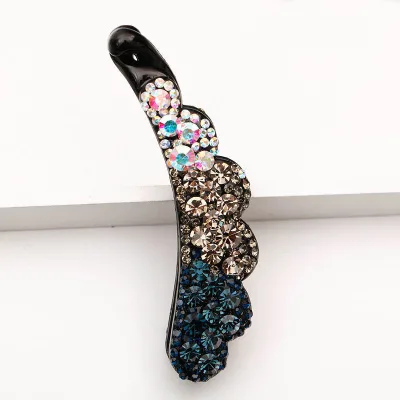 Elegant Shiny Colorful Ponytail Hair Clip Crystal Rhinestone Banana Hair Clips