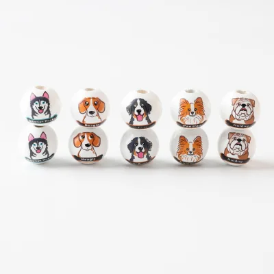 Round Decoration Wooden Bead Children's Beads 16MM Colorful Dog Pub Puppy Animal Diy Accessories Multicolor Wood Beads