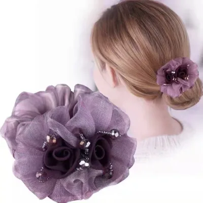 2024 New Arrival Spring Women Hair Scrunchies Large Mom Scrunchies Headband Elegant Flower Scrunchies Sweet Fashion Hair Ties