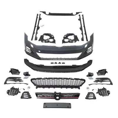 GTI Style Front Bumper Complete Kit for VW Golf 7.5 Front Bumper Shell With Grille Fog Lights Full Upgrade Assembly