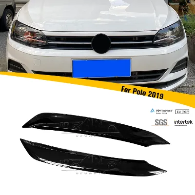 Other Exterior Accessories Car Decoration ABS Carbon Fiber Car Front Headlight Eyelid Lamp Eyebrow Covers for VW Polo AW 2019