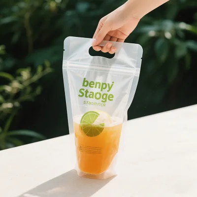 Custom Printed Recyclable Spout Pouch Bag - Hot/Cold Drink Stand up Packaging with Handle