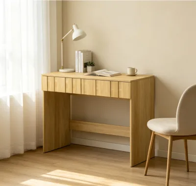 Space Saving Computer Desk with Two Drawers, Contemporary Work Table for Home Office & Bedroom