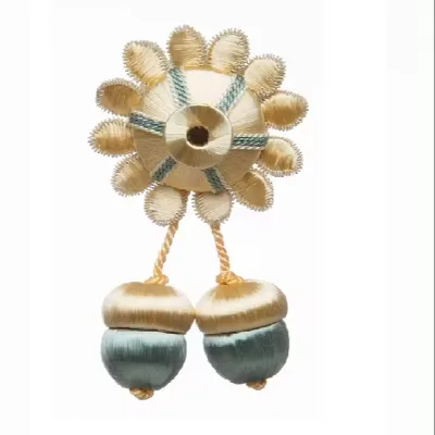 Low Price Fengdai Gold Curtain Tassel Tiebacks Small Plate Tieback with Two Tassel