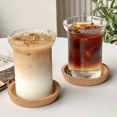 Wholesale OEM Flared Modern Minimalist Coffee Cup Transparent Borosilicate Glass Highball Tumbler for Iced Coffee Milk Water