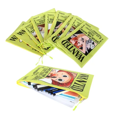 26 New Design Anime Wanted Luffy Demon Slayer Attack on Titan Document Pouch with Zipper for A4 Documents for Students in School