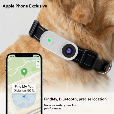 Latest Tech Built in Find My Smart Pet Camera 1080P POV Video Mini Dog Cat Tracking Camera with Magnetic Lanyard for Pet Safety