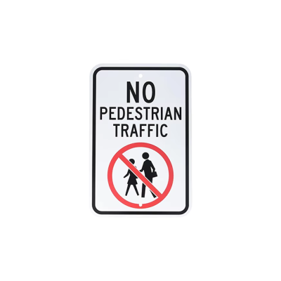 No Pedestrians Sign - Aluminum Traffic Prohibition Sign with Symbol for Roadways, Warehouses, Construction Sites