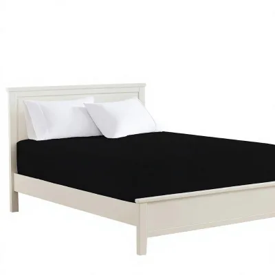 Custom Hotella King Size 14 Inch Deep Pocket Black 100% Microfiber Soft Non-Fade Hotel Quality Bed Fitted Sheet