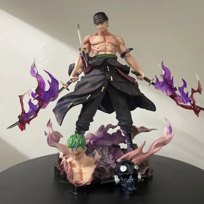 New Arrival 27cm Anime Figure Luffy Zoro Nami PVC Character Figure GK Statue With Special Flame