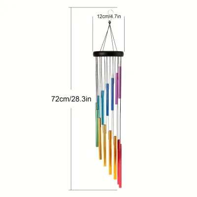 HF 28in Vintage Deep Tone 304 Stainless Steel Art Deco Brushed Finish Wind Chimes Indoor/Outdoor Wall Garden Decoration Ornament
