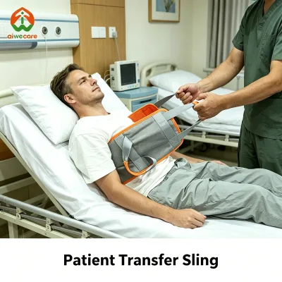 Aiwecare Heavy-Duty Orange Hemiplegia Patient Lift Sling Soft Reinforced Nylon Composite Fabric Handles for Disabled Elderly