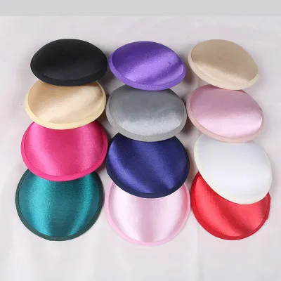 vintage Solid Color headwear linen hat base mesh top round satin base 13CM Diameter for Party fascinator tea party