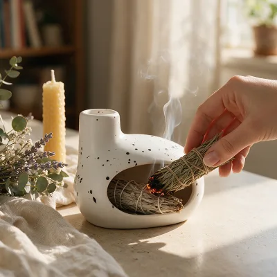 Wholesale Energy Spirit Palo Santo Sage Ceramics Incense burner for Purification