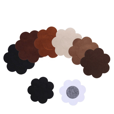 Nude Black Beige Disposable Adhesive Nipple Covers Breathable Fabric Flower Shape for Intimates Accessories