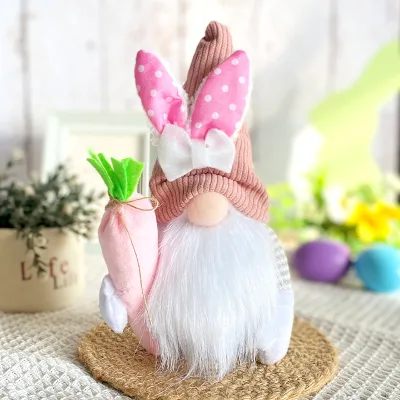 Wholesale Custom Easter Gnomes Decorations Cute Long Plush Bunny Handmade Doll Rabbit Gifts for Party Decorations
