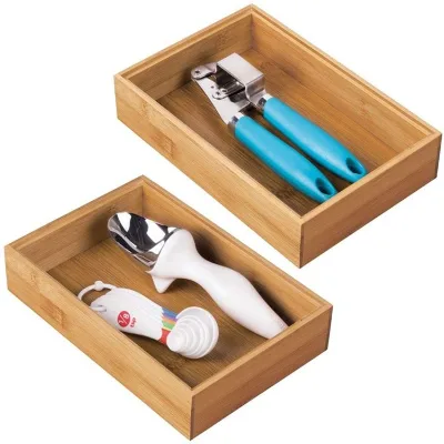 Wholesale Household Utensil Gadgets Holder Box Bamboo Eco Friendly Kitchen Separate Containers Drawer Organizers