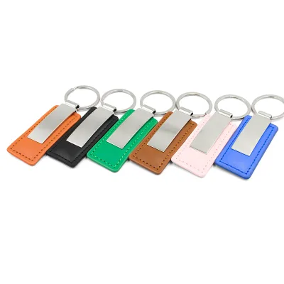 Sublimation Genuine Pu Suede Leather Keychain Double-Sided Large Saffiano Leather Keychain Yellow to Sublimate