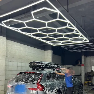 Car Wash Room Car Beauty Shop Workstation Ceiling Waterproof LED Light Tube Board Box Honeycomb Nine-grid Design Agi32 Layout