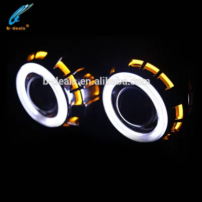 35w 2.5inch H4 Dual Color Angel Eyes H1 Aes H7 hid Bi Xenon hid Projector Lens Light