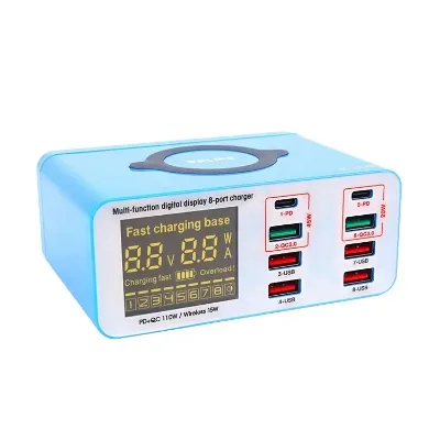 New Relife RL-304S 1+8 Smart Fast Charger 15W Wireless Charging Dual QC3.0 and 45W Quick Charger with 8 Port