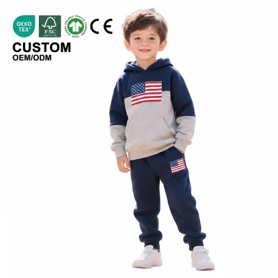 Custom Printed Formal Boys Hoodies & Children's Clothing Sets Cotton/Spandex/Polyester Blend OEM/ODM Service Factory Wholesale