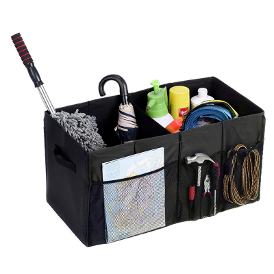 Collapsible Car Trunk Organizer with Multi Compartments Foldable SUV Storage for Car Accessories for Men Women with Side Handles