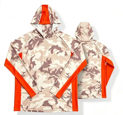 Men UPF 50+ Camo Color Block Hooded Fishing Shirt Long Sleeve Quick Dry Anti-UV Breathable Outdoor Angling Sun Hoodie
