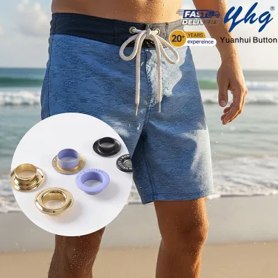 YHG Wholesale High Quality Engraved Embossed Gold Customized Logo Metal Eyelet Grommets Nickel-Free Water Resistant Garment