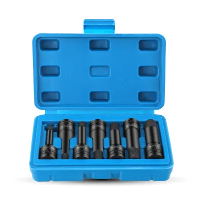 7pc OEM ODM Car Spiral Flute Remover Sockets #1/#7 CrMo 3/8 Bolt & Screw Extractor Set for Damaged Removal