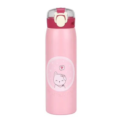 Cartoon Stainless Steel Thermos Fashionable Portable Straight Cup Water Bottle Leak-Proof BPA Free 6-12hrs Thermal Insulation