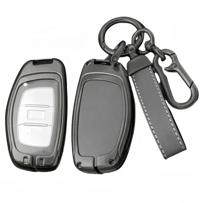 For Dankey Hyundai Cowhide Metal Car Remote Key Case Cover New Product Golden Supplier Car Remote Key Cover