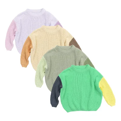 Color matched Baby Knitted Clothes Newborn 100%cotton top Children pullover Sweater Jumpers kids knitted jumper