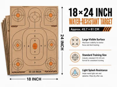 Water-Resistant Kraft Paper Multi-Zone Shooting Targets, Budget-Friendly & Customizable Sheets with Clearly Visible Bullet Holes