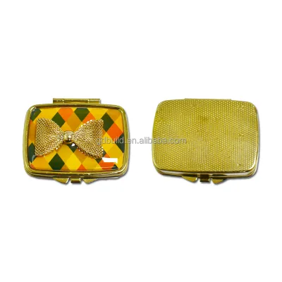 Portable Foldable Double-Sided Personalized Chrome Finish Makeup Mirror Powder Compact Case Travel Cosmetic Tool Custom Logo
