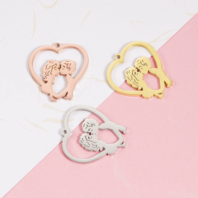 2023 Valentines Day Hollow Heart Necklace Stainless Steel Boy Girl Kissing Pendant Necklace love Gift for Girlfriend