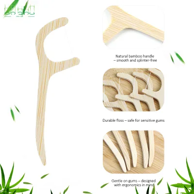 Organic Natural Bamboo Floss Sticks, Flossers for Adults Vegan Wheat Straw Flossers Eco Friendly Teeth Cleaning