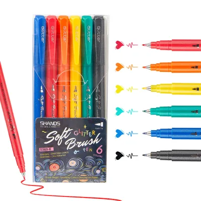 6/12/24 Colors Soft-Tip Watercolor Pen Painting Sketching Outlining Custom Glitter Marker Set