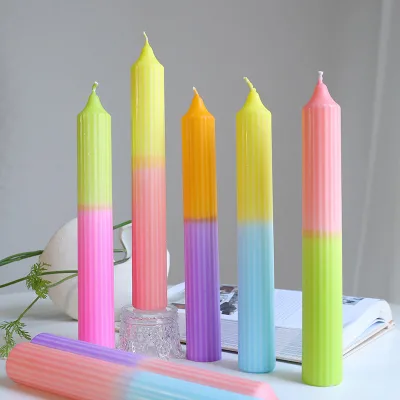Color Gradient Spiral Pillar Scented Candle Christmas Festive Anniversary Birthdays Weddings Soy Wax Floral Handmade