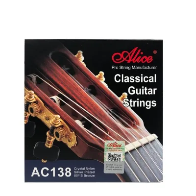 Alice AC138 Classical Guitar String Set with Composite Nylon Core, Silver Plated Copper Wrapped Strings
