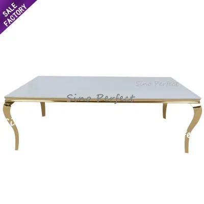 Modern Hotel Wedding Event Banquet Furniture Geometric Simple Furniture Mirror Rectangular Dinning Dining Dinner Table