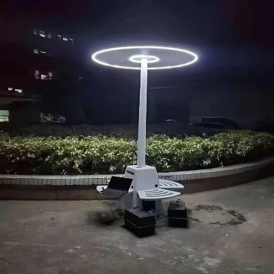 Solar Power Bank Bench LED Table Light USB Charging Smart Solar for Outdoor Cell Phone Charging Waterproof Outdoor Furniture